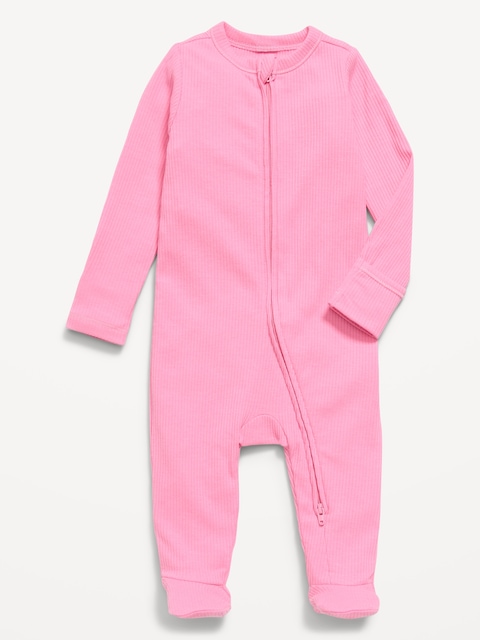 Ribbed 2-Way-Zip Sleep & Play Footed One-Piece for Baby