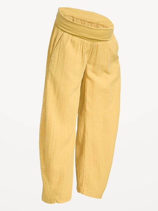 Image number 2 showing, Maternity Rollover-Waist Barrel Leg Ankle Pants