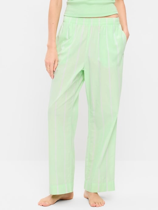 Image number 1 showing, High-Waisted Poplin Pajama Pant