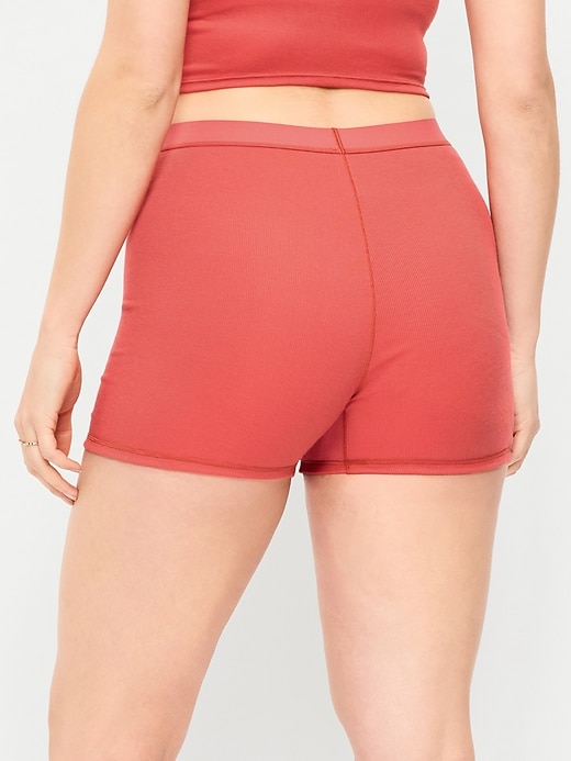 Image number 5 showing, High-Waisted Ribbed Boyshort Briefs -- 3-inch inseam