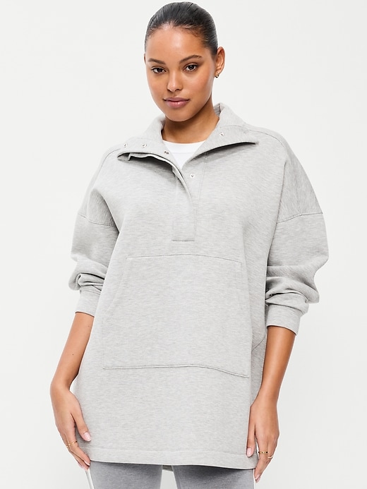 Image number 1 showing, Bounce Fleece Oversized Snap-Front Tunic