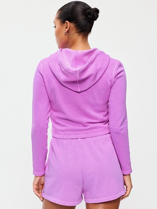 Image number 2 showing, Shrunken Cropped Zip Hoodie Sweatshirt