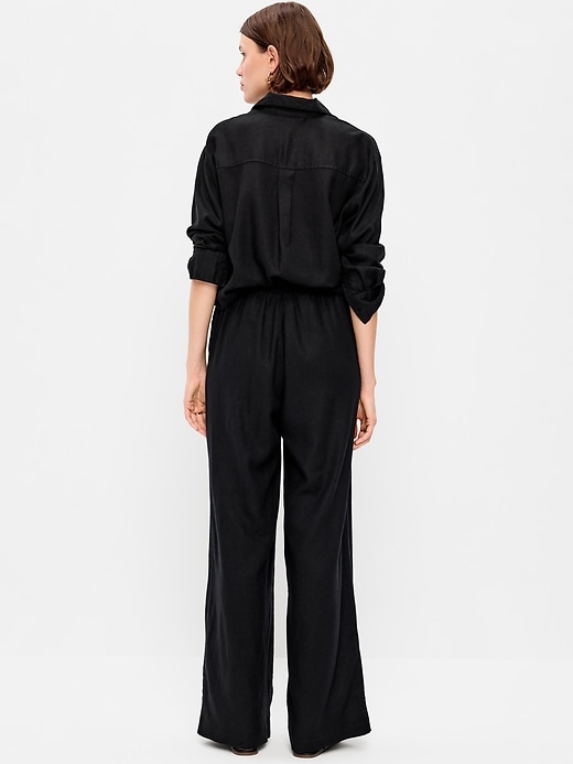 Image number 3 showing, High-Waisted Linen-Blend Wide-Leg Pants