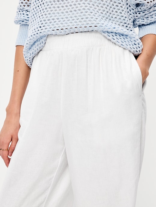 Image number 4 showing, High-Waisted Linen-Blend Wide-Leg Pants