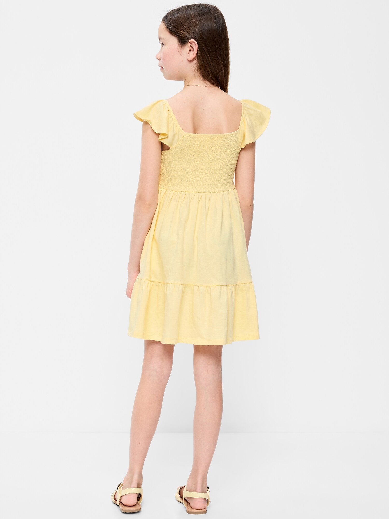 Платье Old Navy Printed Smocked Fit and Flare Dress для девочек, цвет: Золотой — фото 2