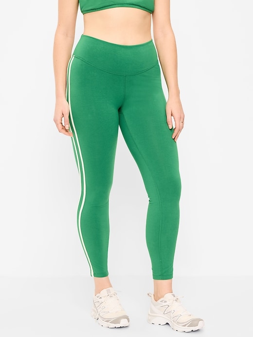 Image number 5 showing, High-Waisted PowerChill Side-Striped 7/8 Cotton Leggings