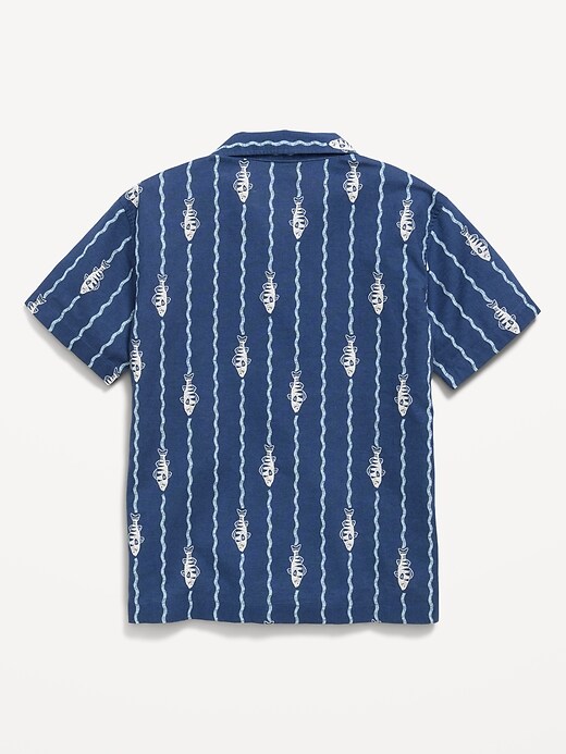Image number 2 showing, Printed Short-Sleeve Linen-Blend Shirt for Boys
