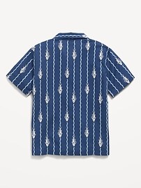 Image number 2 showing, Printed Short-Sleeve Linen-Blend Shirt for Boys