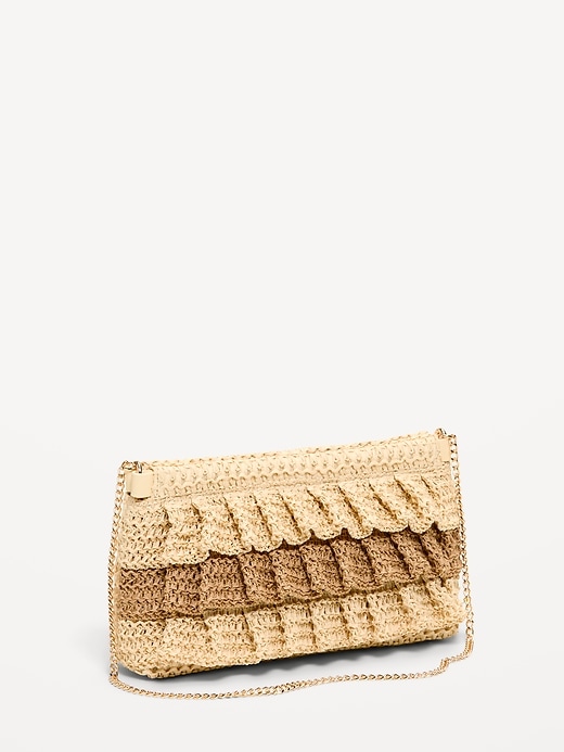 Image number 1 showing, Ruffled Raffia Shoulder Bag