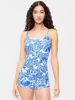 Textured Swim Romper -- 2.5-inch inseam