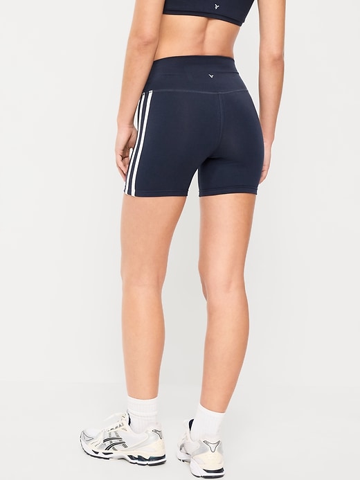 Image number 2 showing, High-Waisted PowerChill Side-Stripe Biker Shorts -- 5-inch inseam