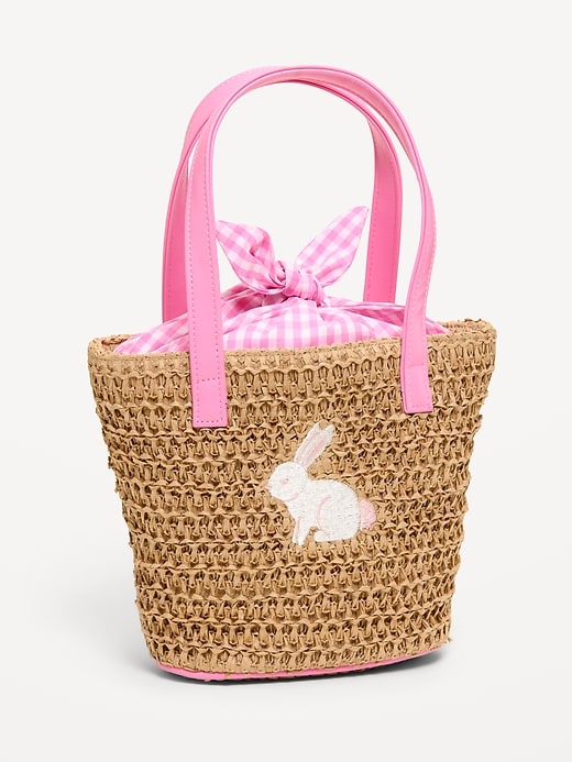 Image number 1 showing, Straw Basket Bag for Toddler Girls