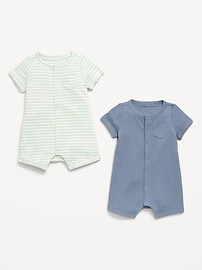 Image number 2 showing, Short-Sleeve Ribbed Pocket One-Piece Romper 2-Pack for Baby