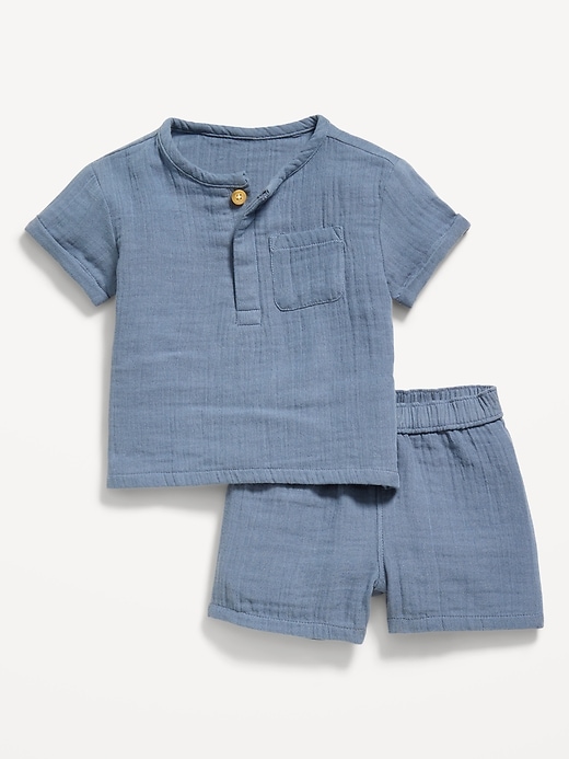 Image number 1 showing, Double-Weave Pocket T-Shirt and Shorts Set for Baby