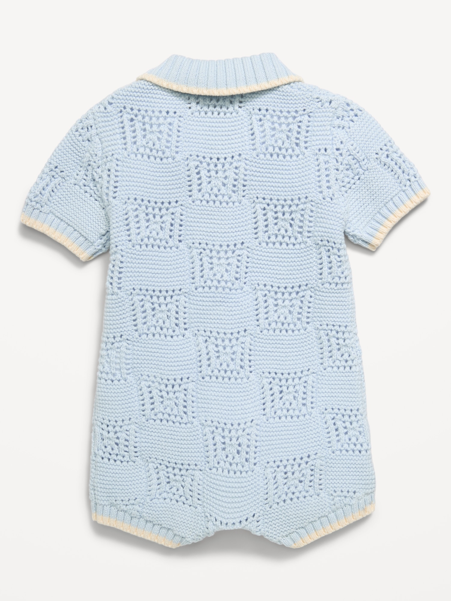 Short-Sleeve Sweater-Knit One-Piece Romper for Baby