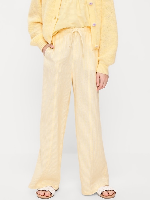 Image number 1 showing, Striped Linen-Blend Wide-Leg Pants for Girls