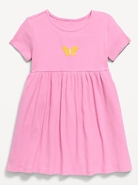 Image number 1 showing, Short-Sleeve Ribbed Graphic Dress for Toddler Girls