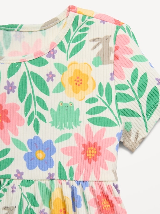 Image number 3 showing, Short-Sleeve Ribbed Graphic Dress for Toddler Girls