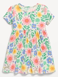 Image number 1 showing, Short-Sleeve Ribbed Graphic Dress for Toddler Girls