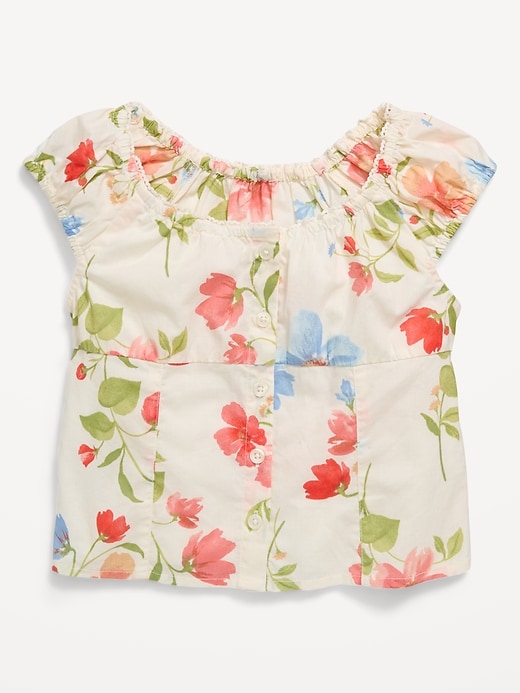 Image number 2 showing, Fitted Button-Front Poplin Top for Girls