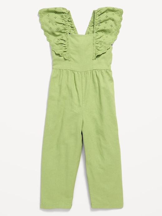 Image number 1 showing, Linen-Blend Ruffled Jumpsuit for Toddler Girls