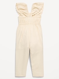 Image number 2 showing, Linen-Blend Ruffled Jumpsuit for Toddler Girls