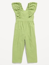 Image number 1 showing, Linen-Blend Ruffled Jumpsuit for Toddler Girls