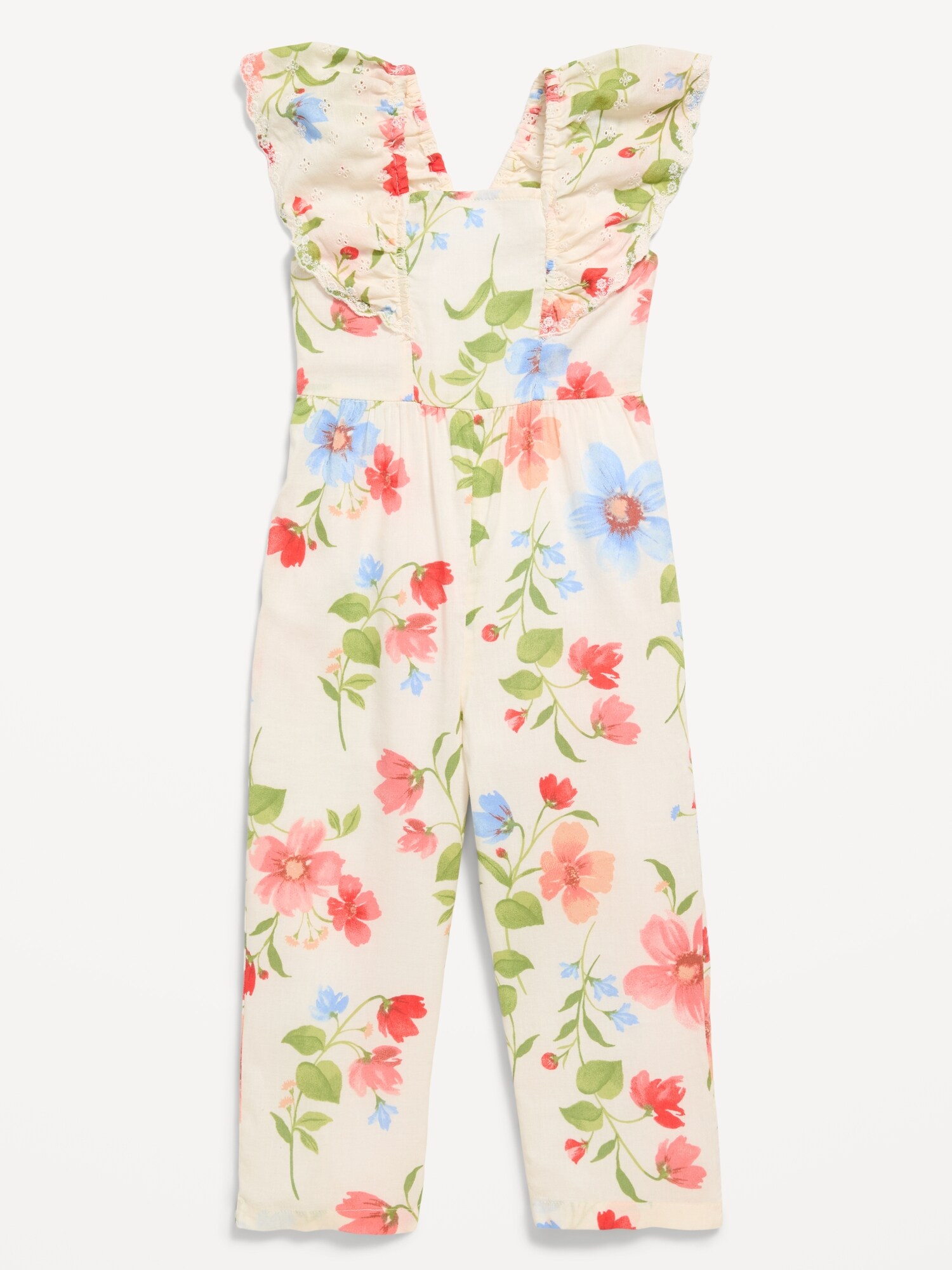Комбинезон Old Navy Linen-Blend Ruffled Jumpsuit для девочек-малышей, цвет: Кремовый с принтом — фото 2