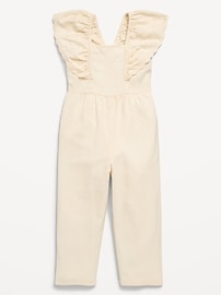 Image number 1 showing, Linen-Blend Ruffled Jumpsuit for Toddler Girls