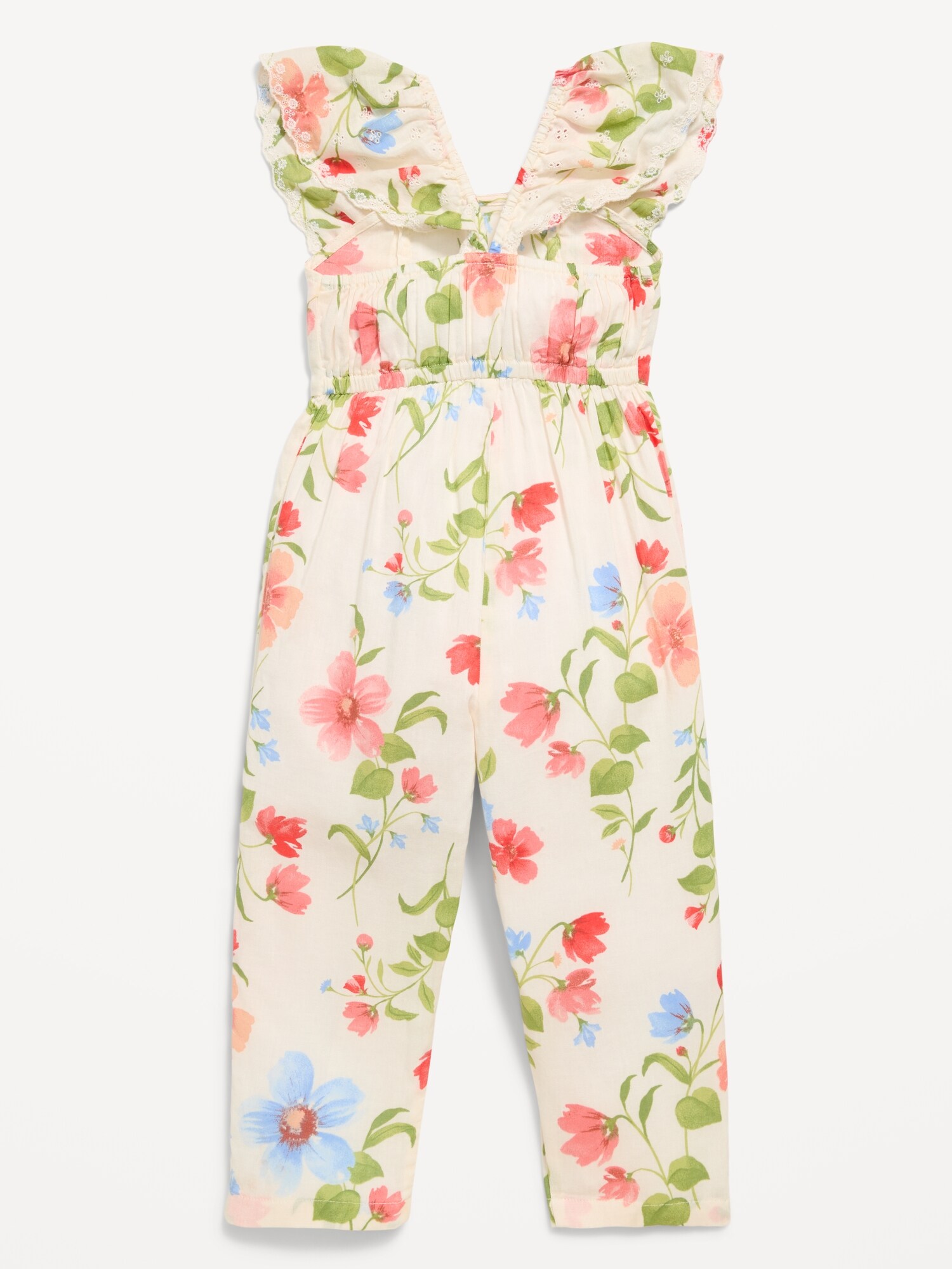 Комбинезон Old Navy Linen-Blend Ruffled Jumpsuit для девочек-малышей, цвет: Кремовый с принтом — фото 3