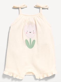 Tie-Strap Graphic One-Piece Romper for Baby
