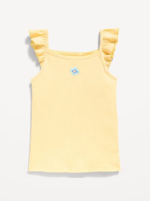 Ribbed Ruffle-Trim Cami for Toddler Girls