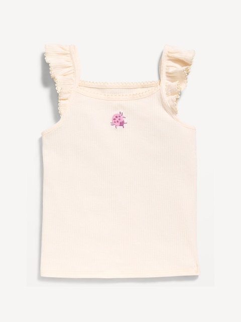 Ribbed Ruffle-Trim Cami for Toddler Girls