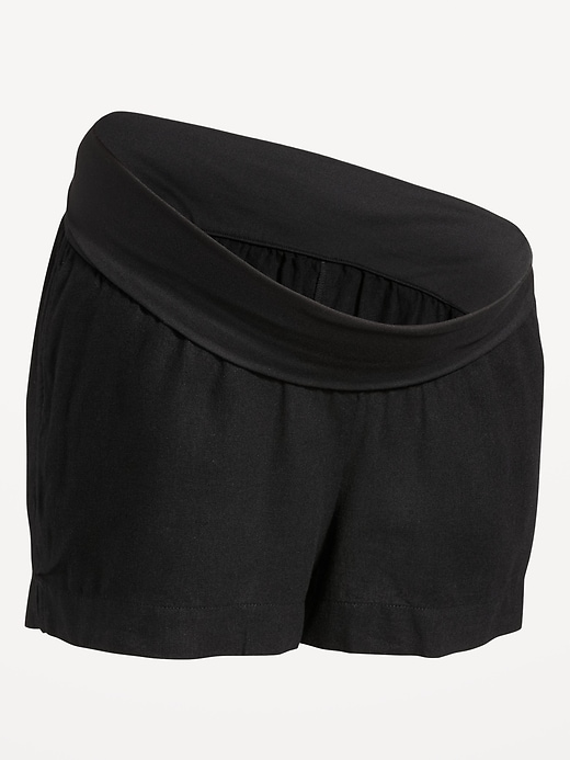 Image number 2 showing, Maternity Linen-Blend Pull-On Shorts -- 3.5-inch inseam