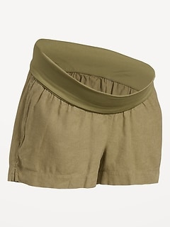 Maternity Linen-Blend Pull-On Shorts -- 3.5-inch inseam
