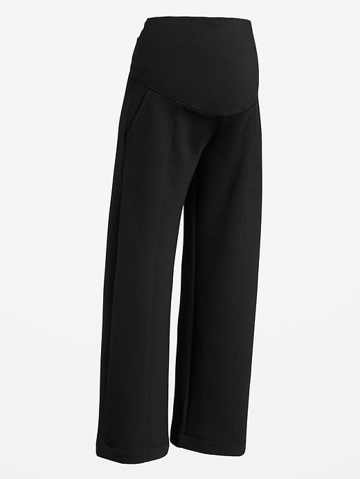 Image number 2 showing, Maternity Bounce Fleece Rollover-Waist Wide-Leg Pants