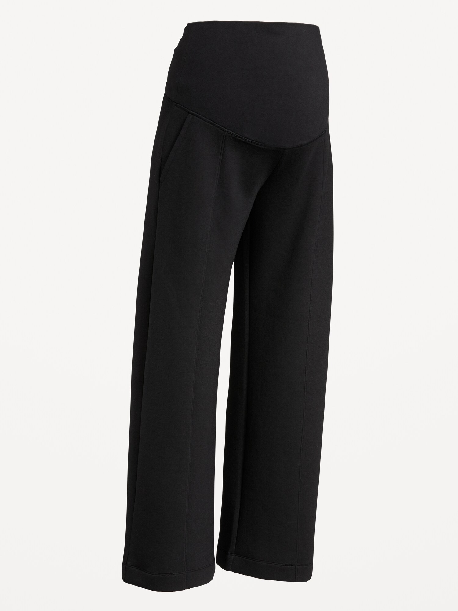 Женские брюки Old Navy Maternity Bounce Fleece Rollover-Waist Wide-Leg, цвет: Чёрный — фото 4