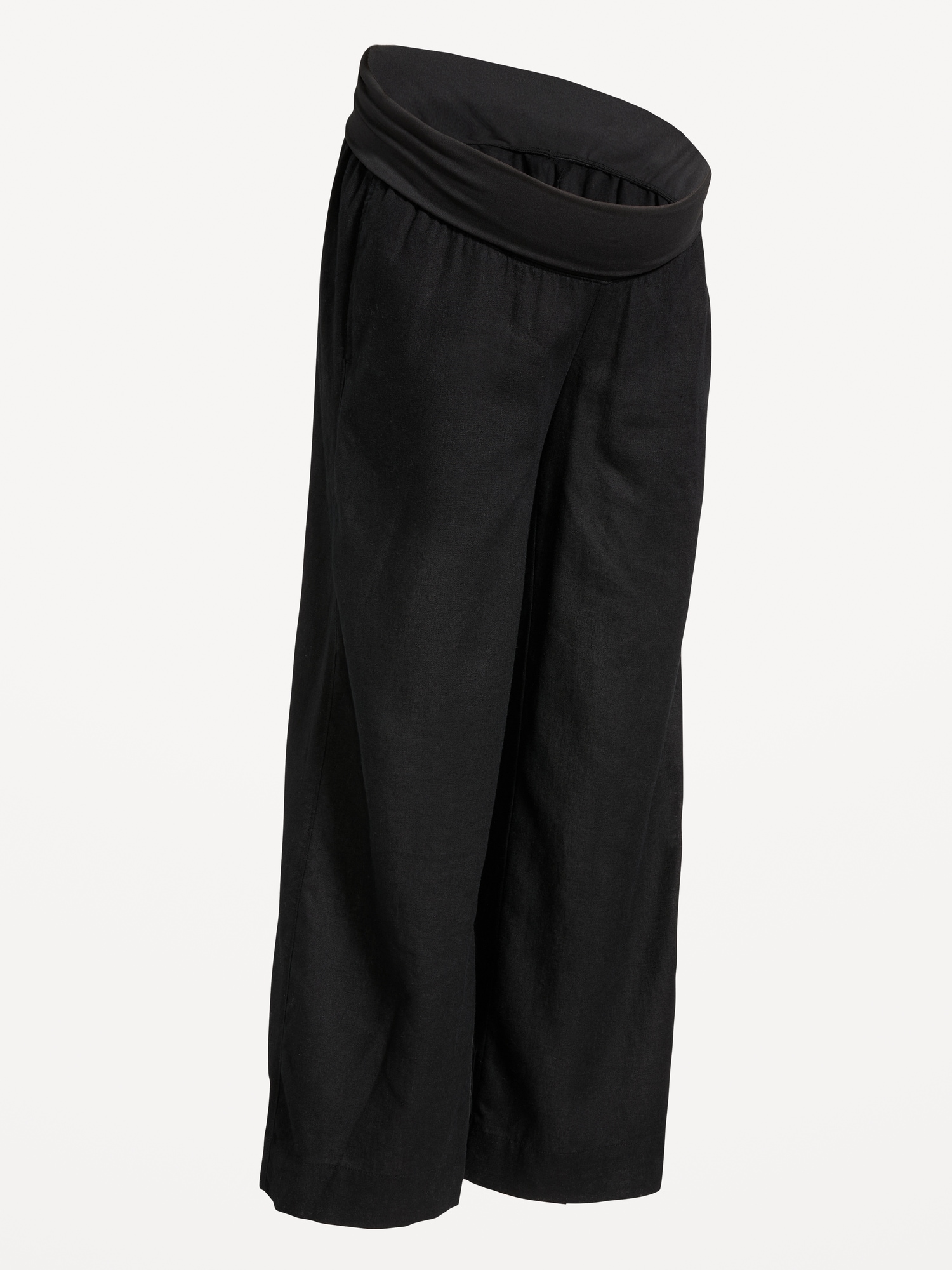 Maternity Rollover Waist Linen-Blend Super Wide-Leg Pants