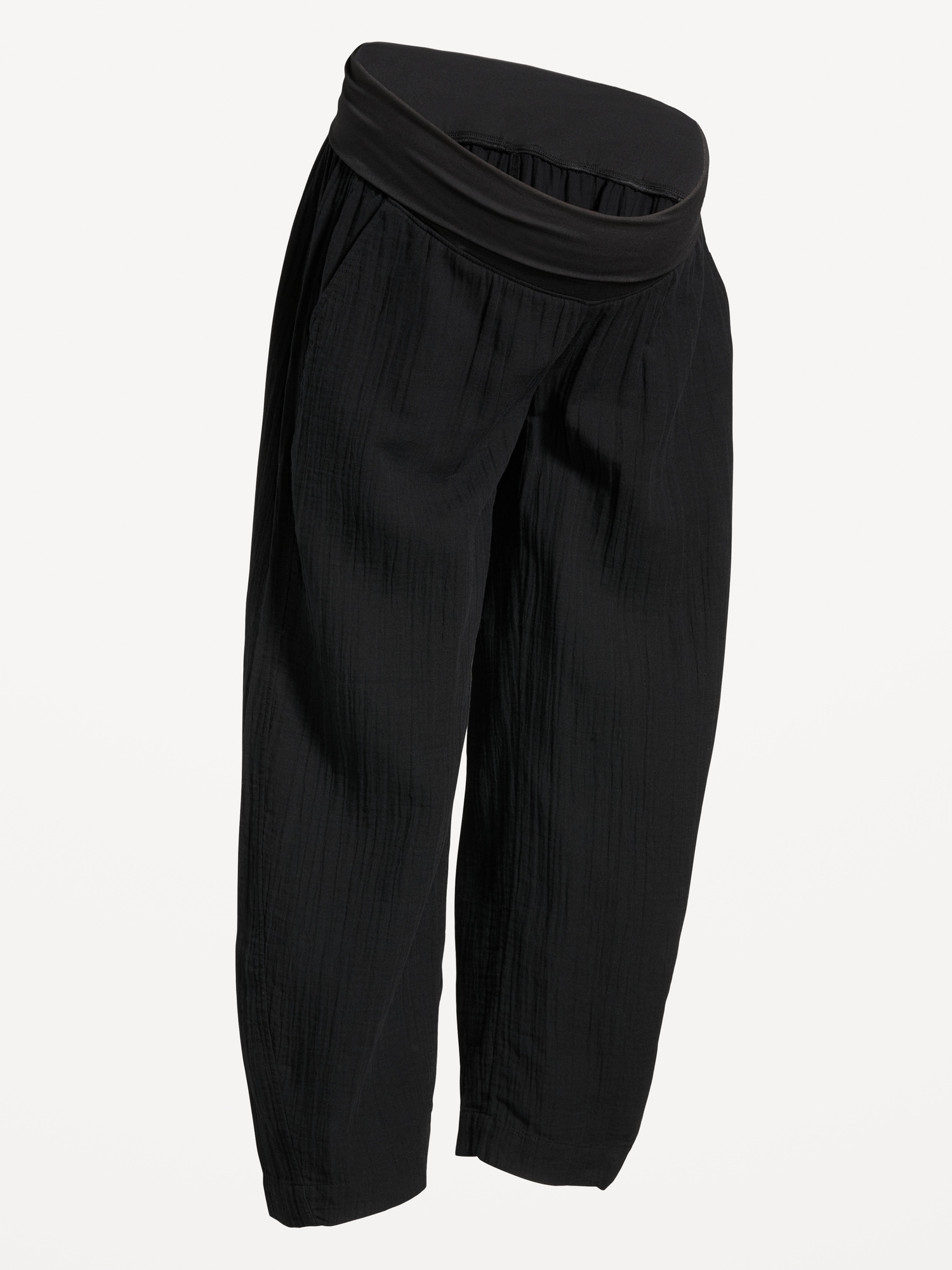 Maternity Rollover-Waist Barrel Leg Ankle Pants