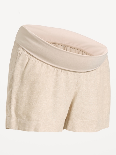 Maternity Linen-Blend Pull-On Shorts -- 3.5-inch inseam