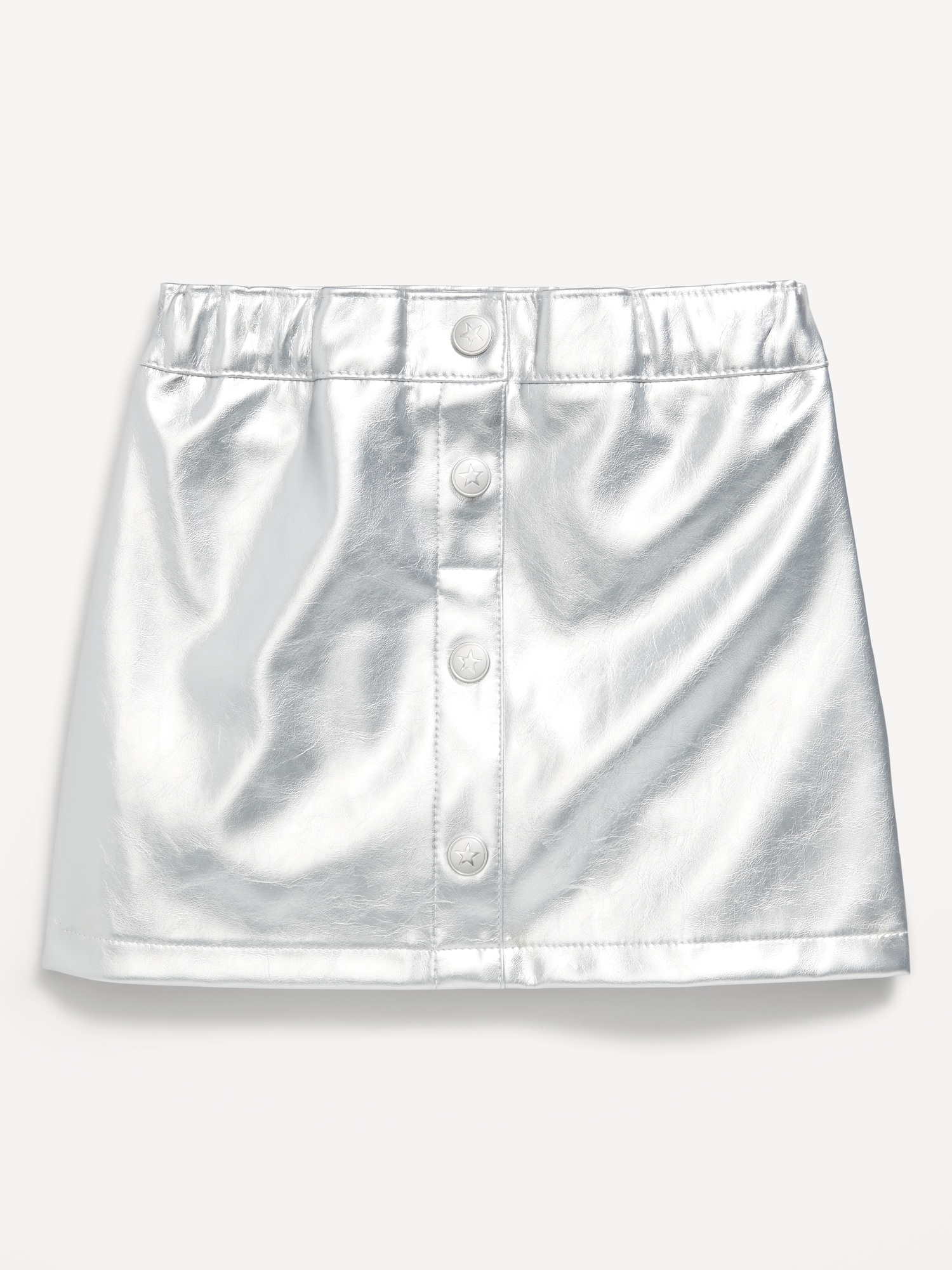 Shiny Faux-Leather Button-Front Skirt for Toddler Girls