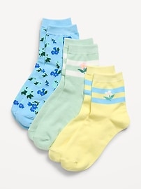 Image number 1 showing, Novelty Quarter Crew Socks 3-Pack for Women