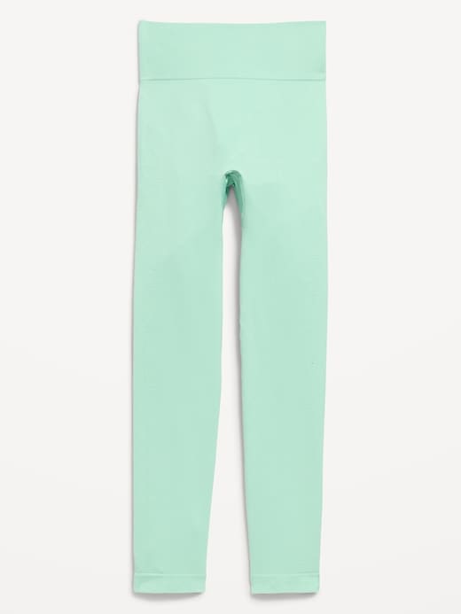 Image number 1 showing, Fitted High-Waisted 7/8-Length Seamless Performance Leggings for Girls