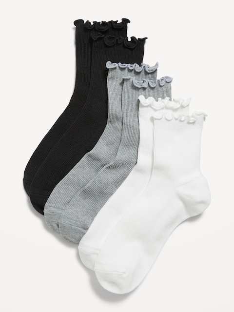 Ruffled Crew Sock 3-Pack for Women