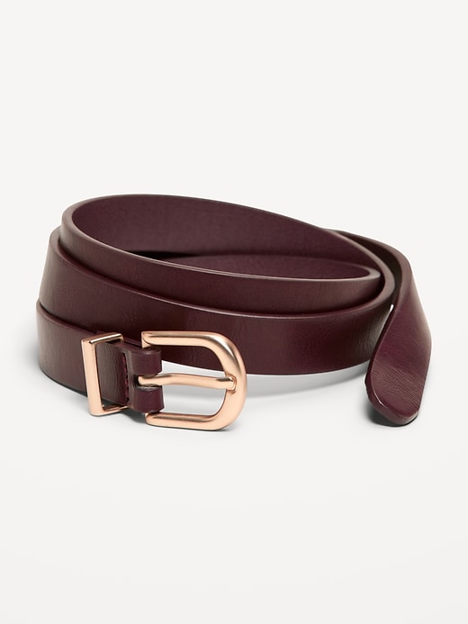 Image number 1 showing, Classic Slim Faux-Leather Belt