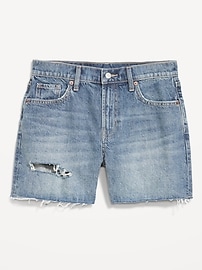 Image number 2 showing, Curvy High-Waisted Baggy Jean Cut-Off Shorts -- 5-inch inseam
