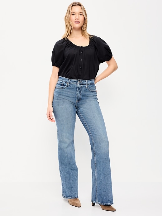 Image number 5 showing, Mid-Rise Loose Boot-Cut Jeans