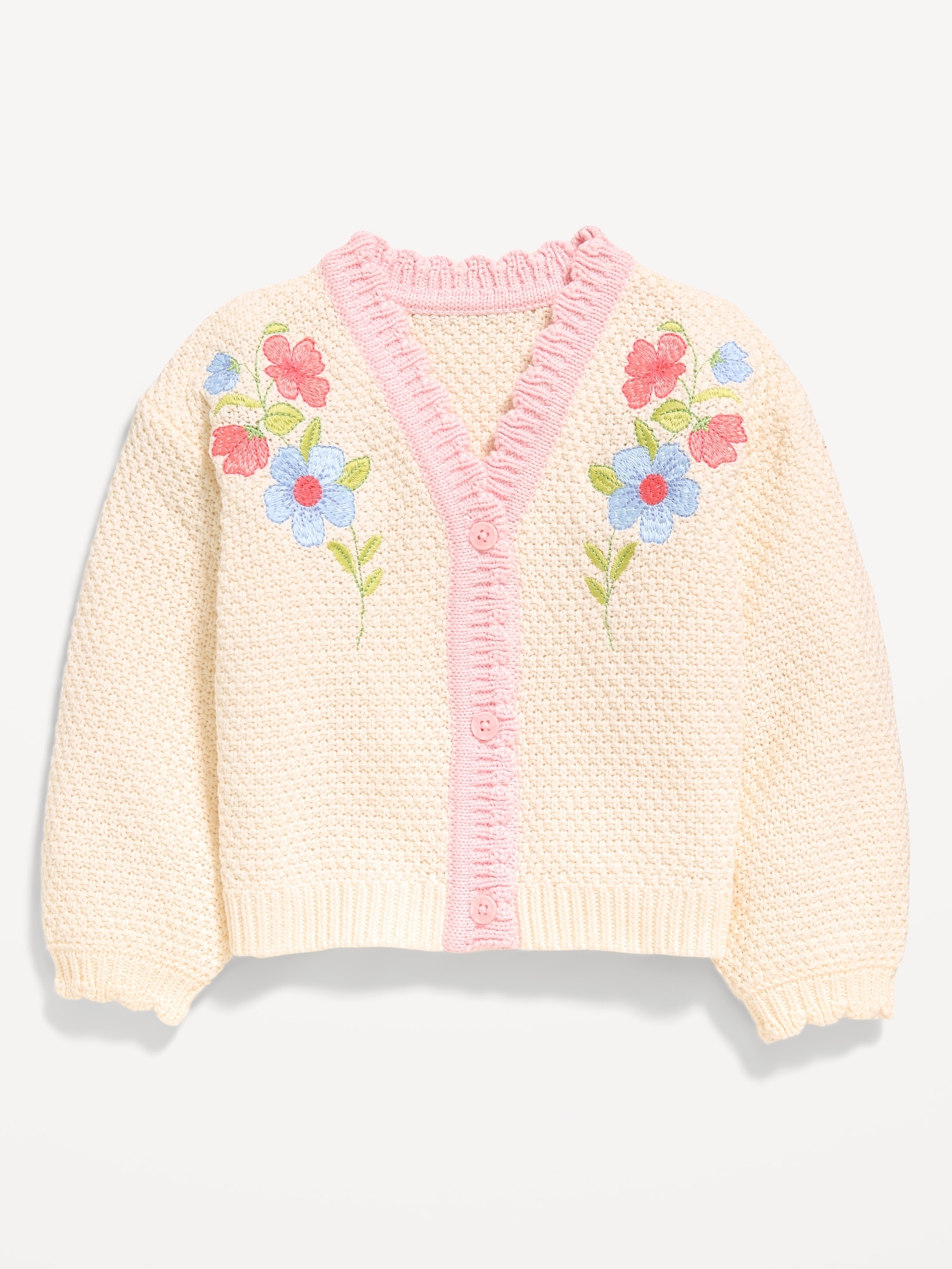 Long-Sleeve Embroidered Cardigan Sweater for Toddler Girls