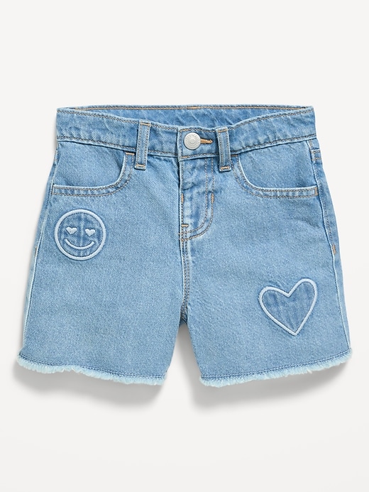 Image number 1 showing, Embroidered Frayed-Hem Jean Shorts for Toddler Girls