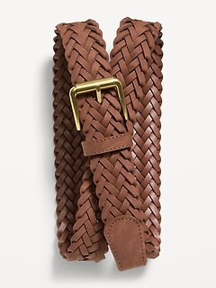 Braided Faux-Suede Belt for Men